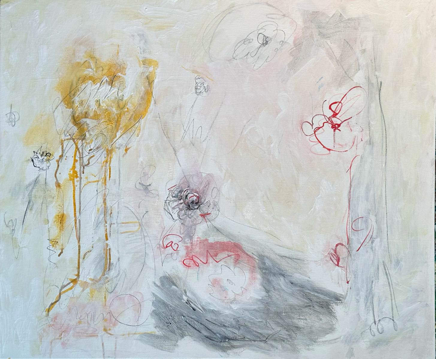 Christine Laubach-"Grey sun #3" 91 x70.6 cm acrylic on canvas$2500