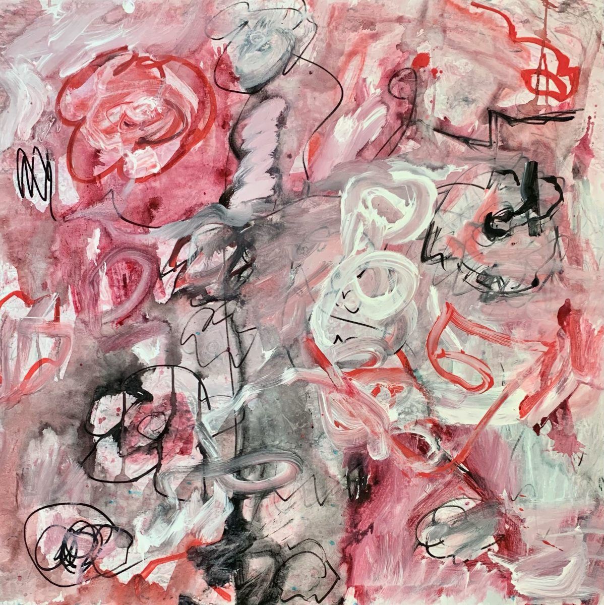 Wild rose#1, acrylic on canvas 36x36"$3200
