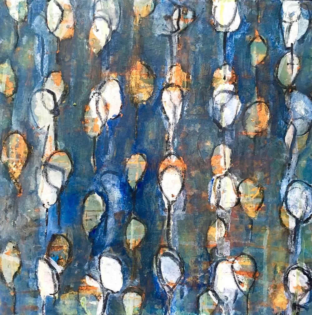 Sperm Count 58,000, 12"x12" mixed media on board