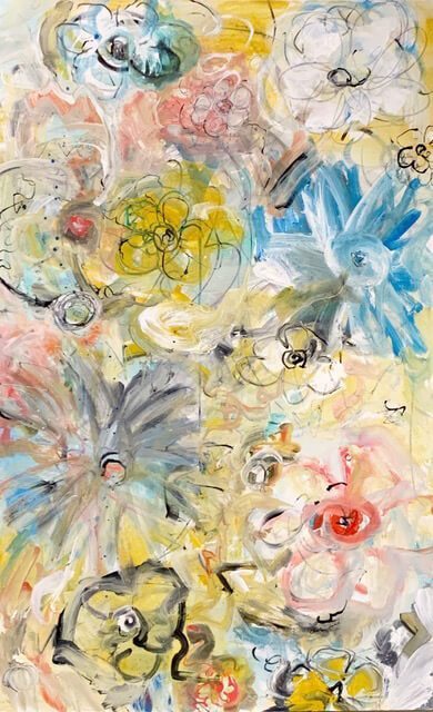 Sold “Full bloom”48x30”mixed media on canvas