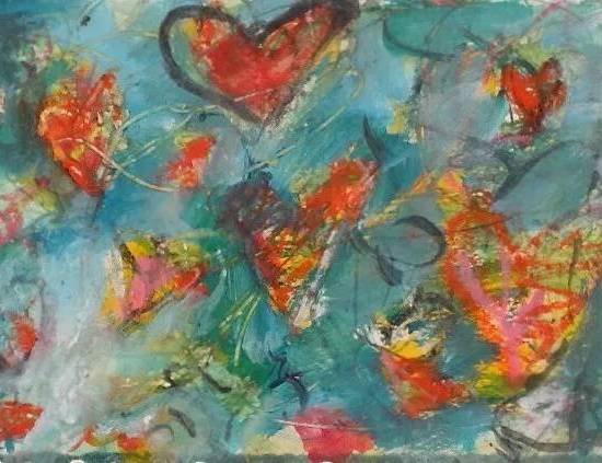 SOLD “hearts for Mom” 3x5”