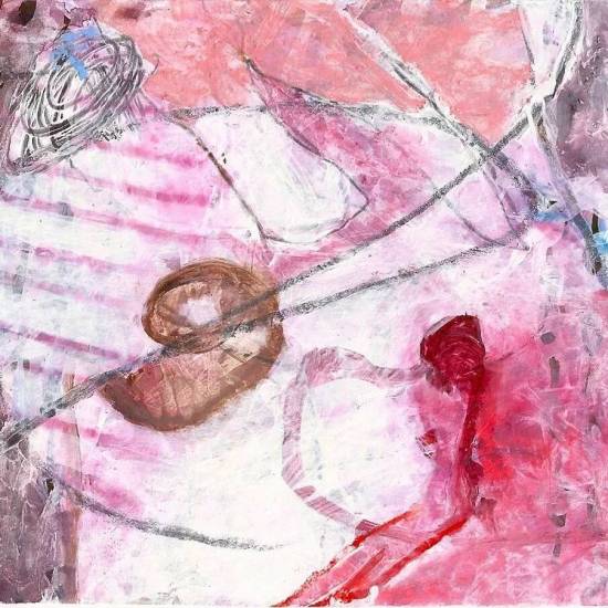 sold-Flying Kites #3, 3"x5" mixed media on paper