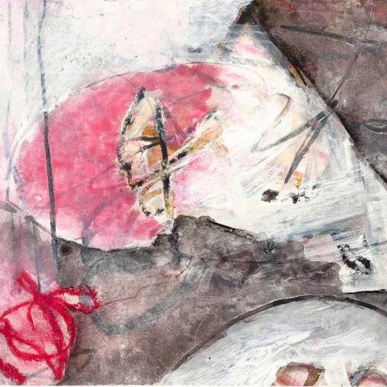 sold-Flying Kites #1, 3"x5" mixed media on paper