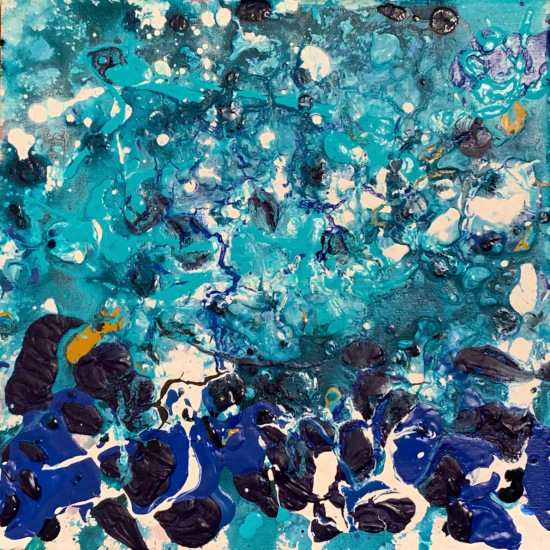 sold-Blue rocks, 12x12" acrylic on canvas