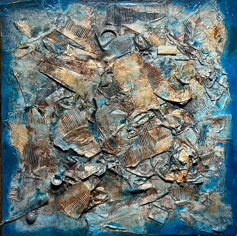 Christine-Laubach-Mouse-Trap-48x48 recycled  repurposed-mixed-media-acrylic-on-canvas