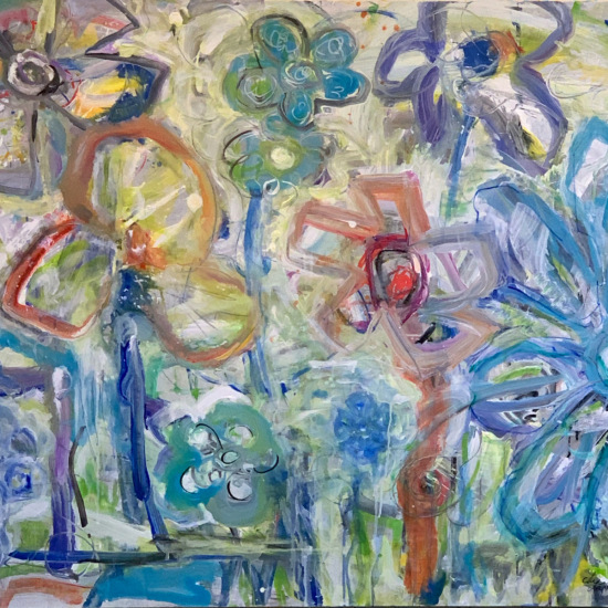 Island flowers 48x36" acrylic on canvas