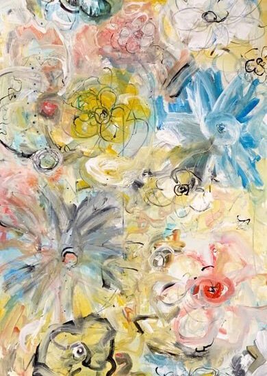 Sold “Full bloom”48x30”mixed media on canvas