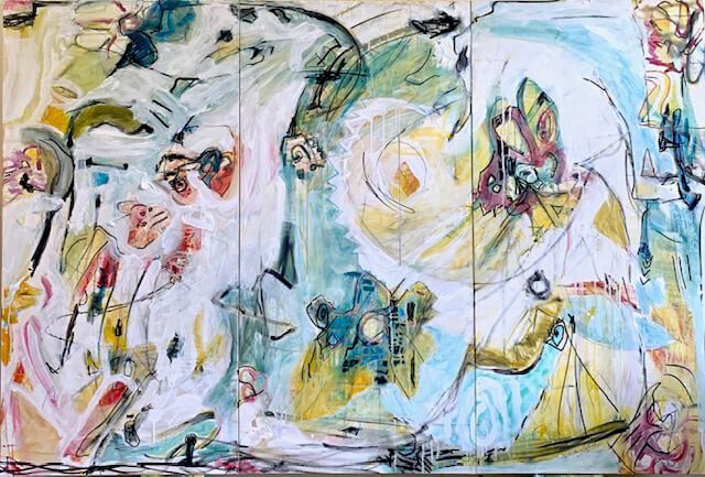 sold"Sign of life," Mixed media acrylic on canvas 72”x 48” tryptic