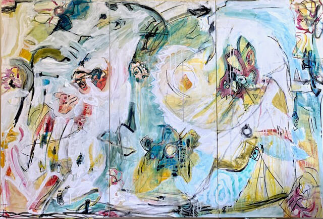 Sign of life Mixed media acrylic on canvas 72”x 48” tryptic