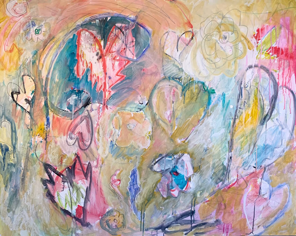 “Drippy hearts” 60”x48” Acrylic on canvas